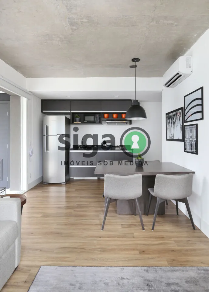 Imagem Studio com 64m², no Brooklin, com 1 quarto, 2 banheiros e 1 vaga, Mobiliado para Locação
