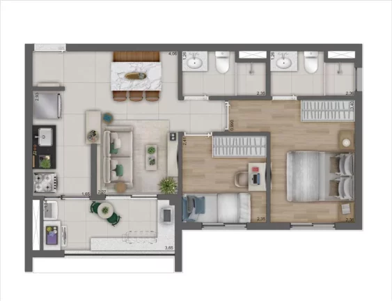 Imagem ÓRIGO PERDIZES - KALLAS - Apartamentos de 2 dormitórios, ao lado dos shoppings Bourbon e West Plaza!