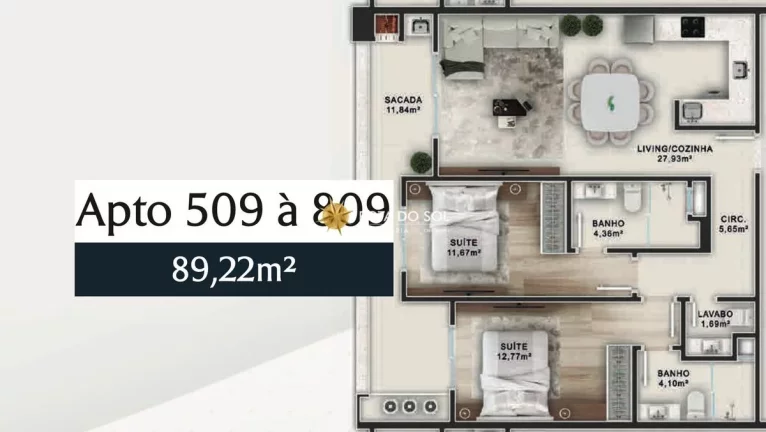 Imagem Concept Residence Apartamento 2 suítes na planta Praia Bombas Bombinhas SC