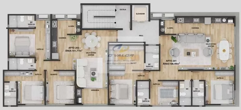 Imagem Vendo Apartamentos de 101 m² a 112 m², 3 quartos s/ 2 ou 3 suítes e 2 vagas