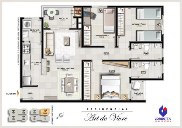 Imagem Apartamento com 3 Quartos à Venda, 80 m²em Centro - Araranguá
