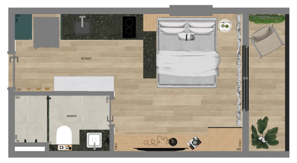 Imagem Apartamento à venda no Centro de Curitiba-PR: 1 quarto, 1 banheiro, 1 vaga de garagem, 33,56 m² de área.
