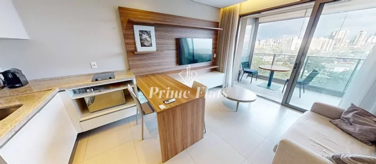 Imagem Flat disponível para locação no VHouse por JFL Living, com 44m², 1 dormitório, e 1 vaga de garagem