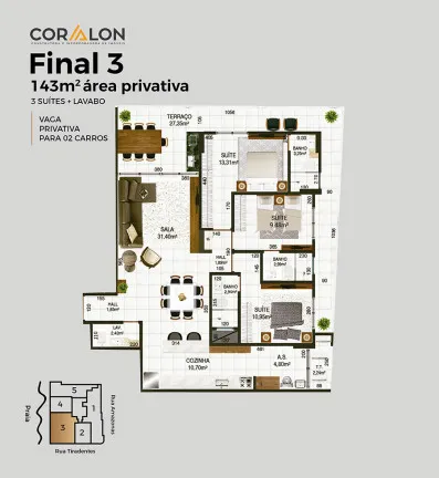 Imagem Apartamento com 3 Quartos à Venda, 143 m² em Canto do Forte - Praia Grande