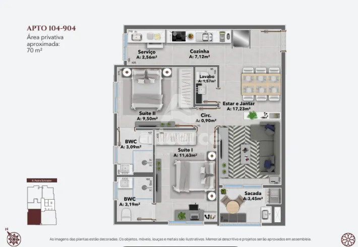 Imagem Apartamento à venda com 2 quartos 2 suítes, 70m² em Agronômica Florianópolis