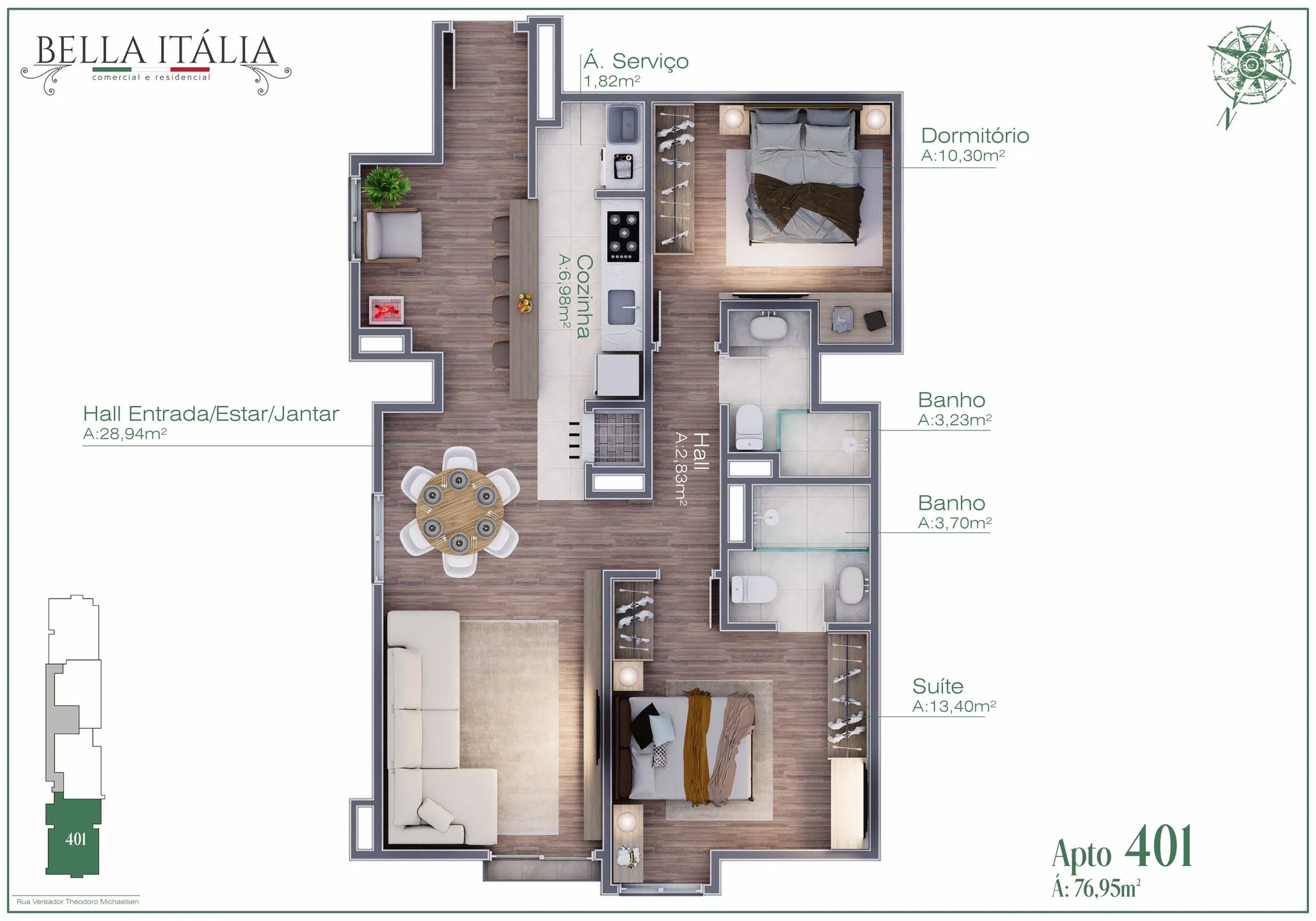 Imagem Apartamento à venda em Gramado, Moura, com 1 quarto, 42.79m2