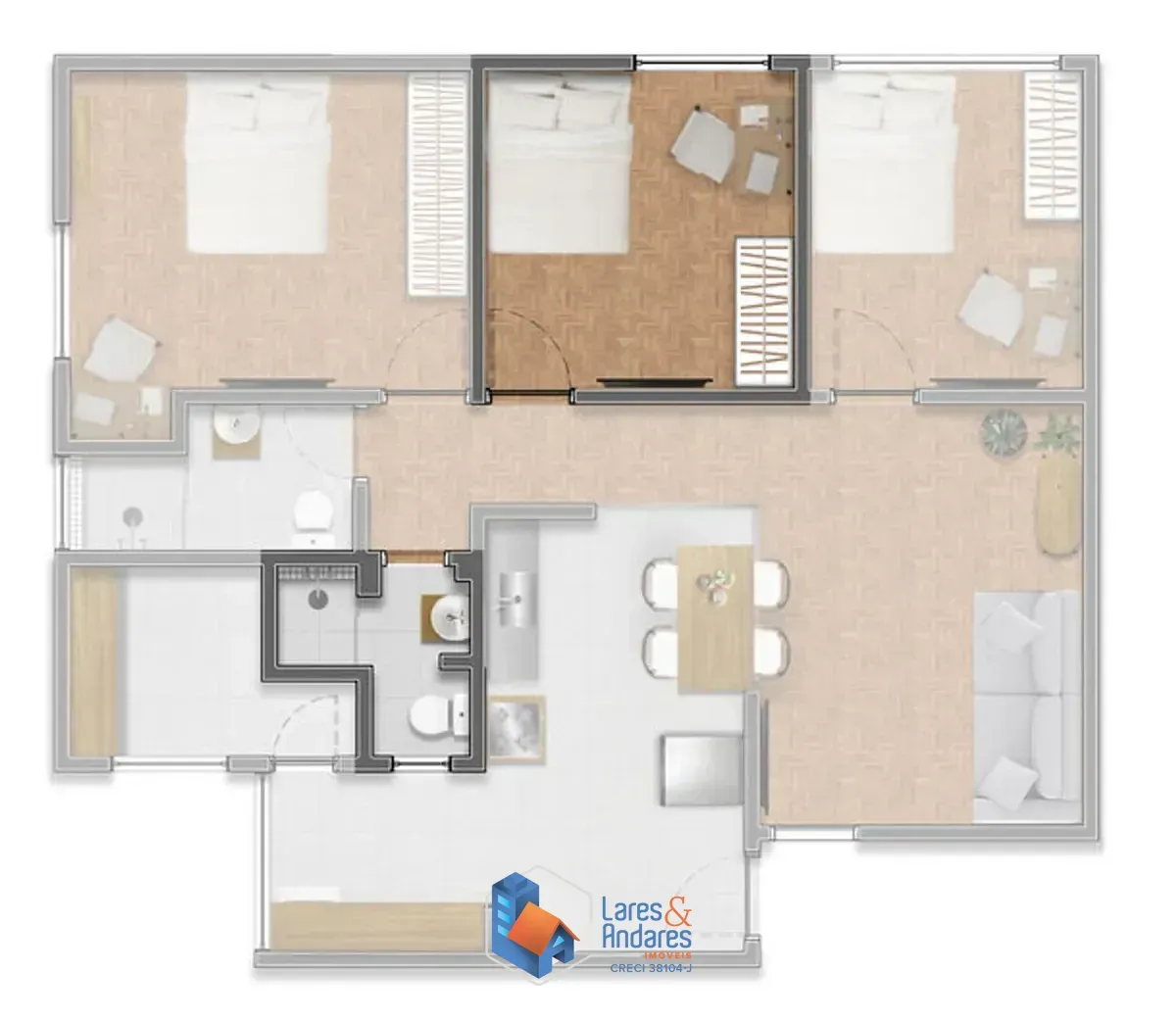 Imagem Apartamento para venda em Brooklin com 3 quartos, 88m²