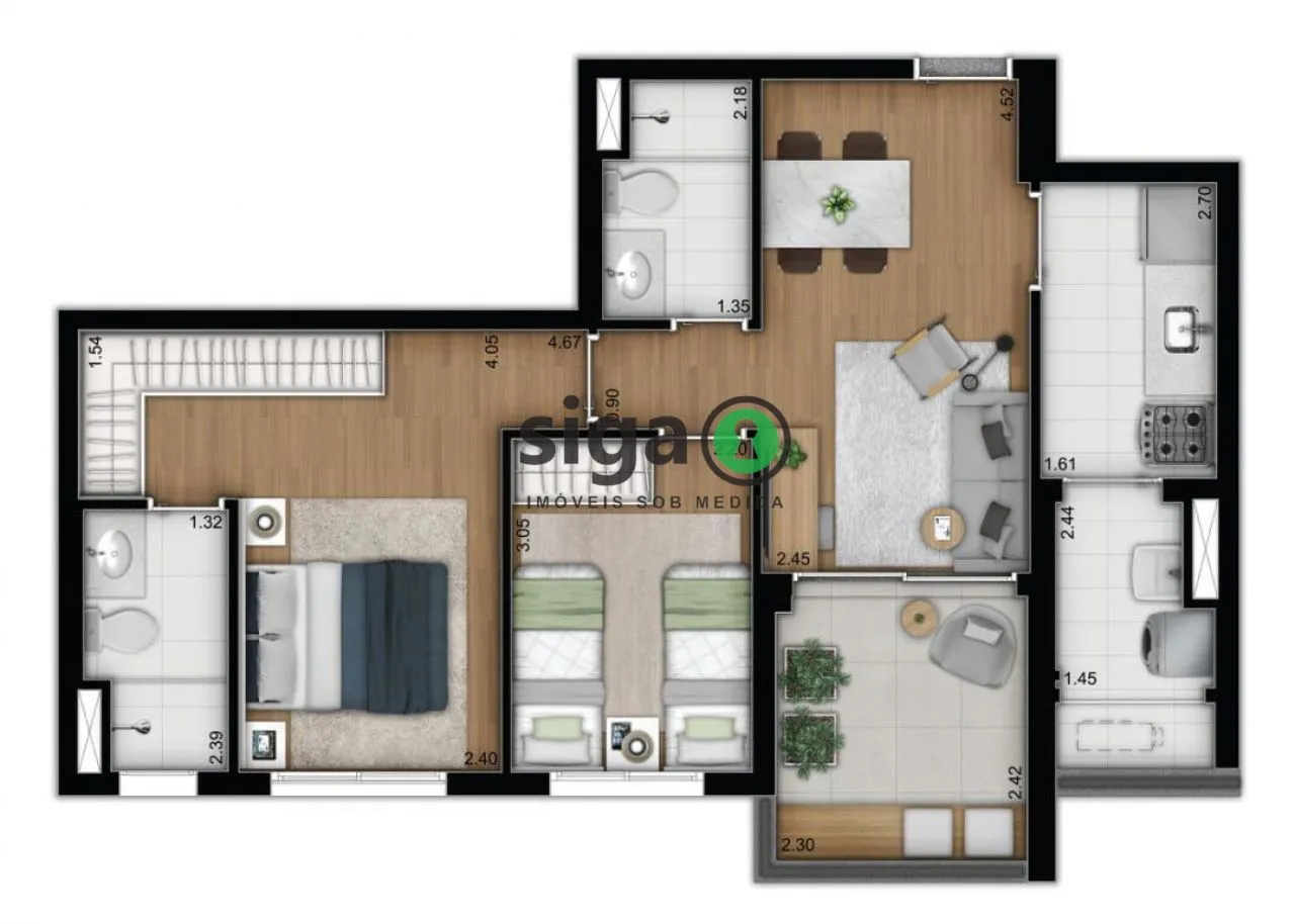 Imagem APARTAMENTO 64M², DECORADO, 2 DORMITÓRIOS, NA SAÚDE