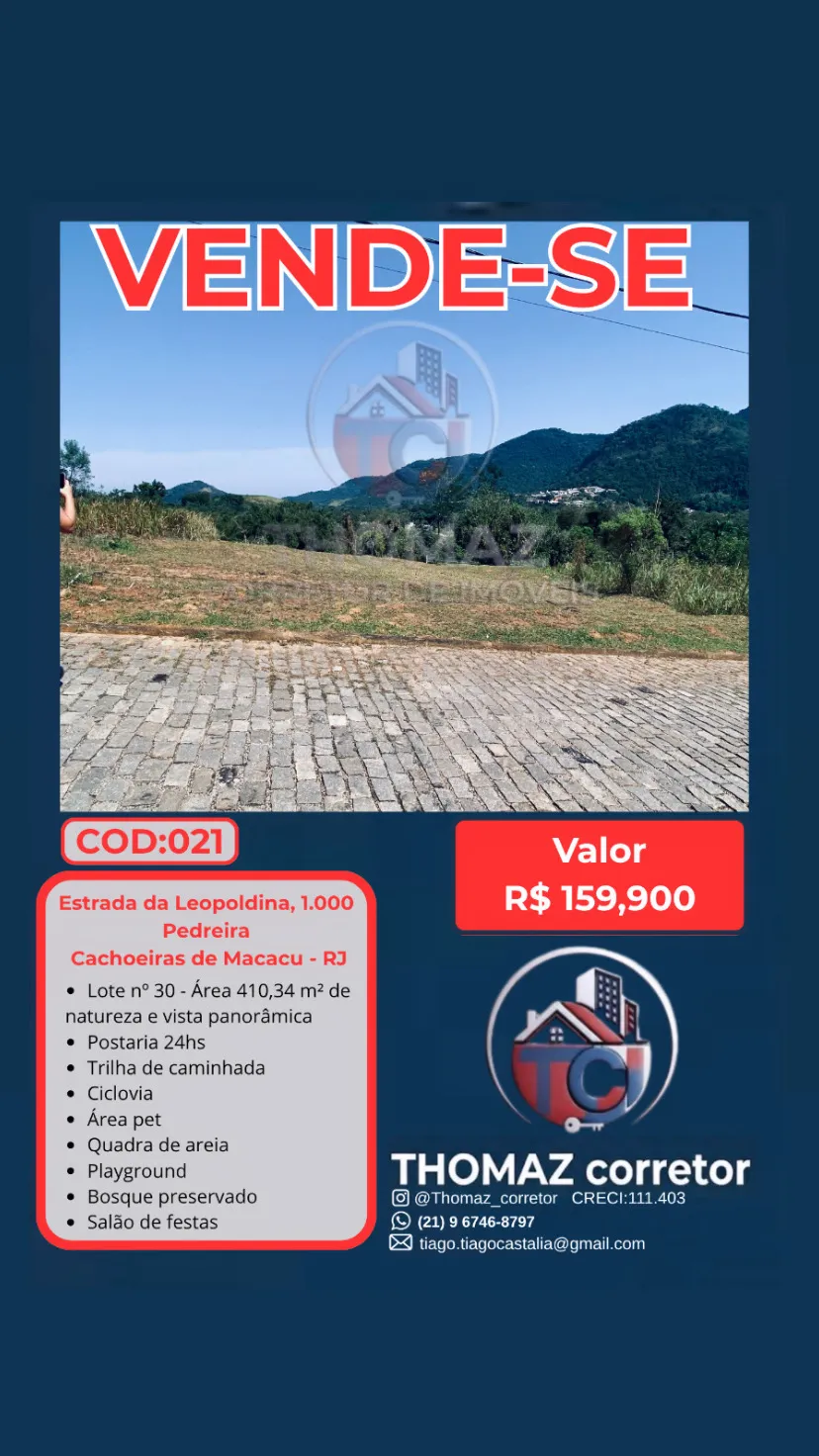 Imagem Terreno à Venda ou Locação, 410 m² em Pedreira  - Cachoeiras de Macacu 