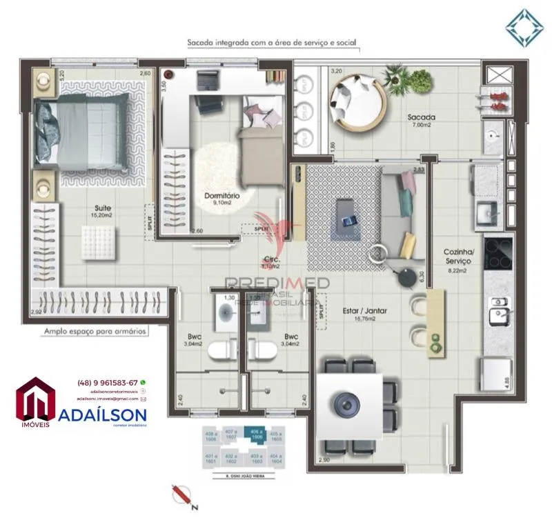 Imagem Residencial Garnet Azul APTOS 2 E 3Dorm Bairro Campinas São Jose SC