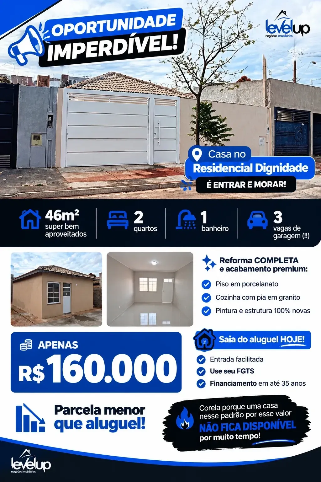 Foto do imóvel Casa com 2 Quartos à Venda, 46 m² em Parque Residencial Dignidade, São José do Rio Preto - SP