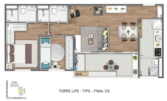 Imagem APARTAMENTO 66,02M², 2 DORMITÓRIOS SENDO 1 SUÍTE, TERRAÇO GOURMET COM 1 VAGA E DEPÓSITO - SAÚDE - ZONA SUL - SÃO PAULO / SP