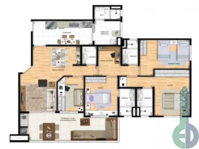 Imagem Apartamento de alto padrão à venda em São Caetano do Sul - Santa Paula - 4 quartos, 2 suítes - Condomínio PLAZA ATHÉNÉE.