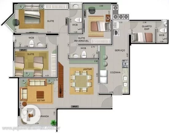 Imagem 03 suítes+DCE, financ. bancário [132m²], Vera Arruda, Jatiúc