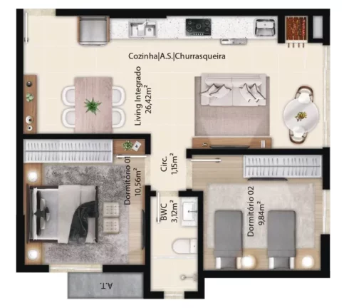 Imagem AP Home Garden - Fase 1 - Apartamento à venda no bairro Sertãozinho - Itapema/SC