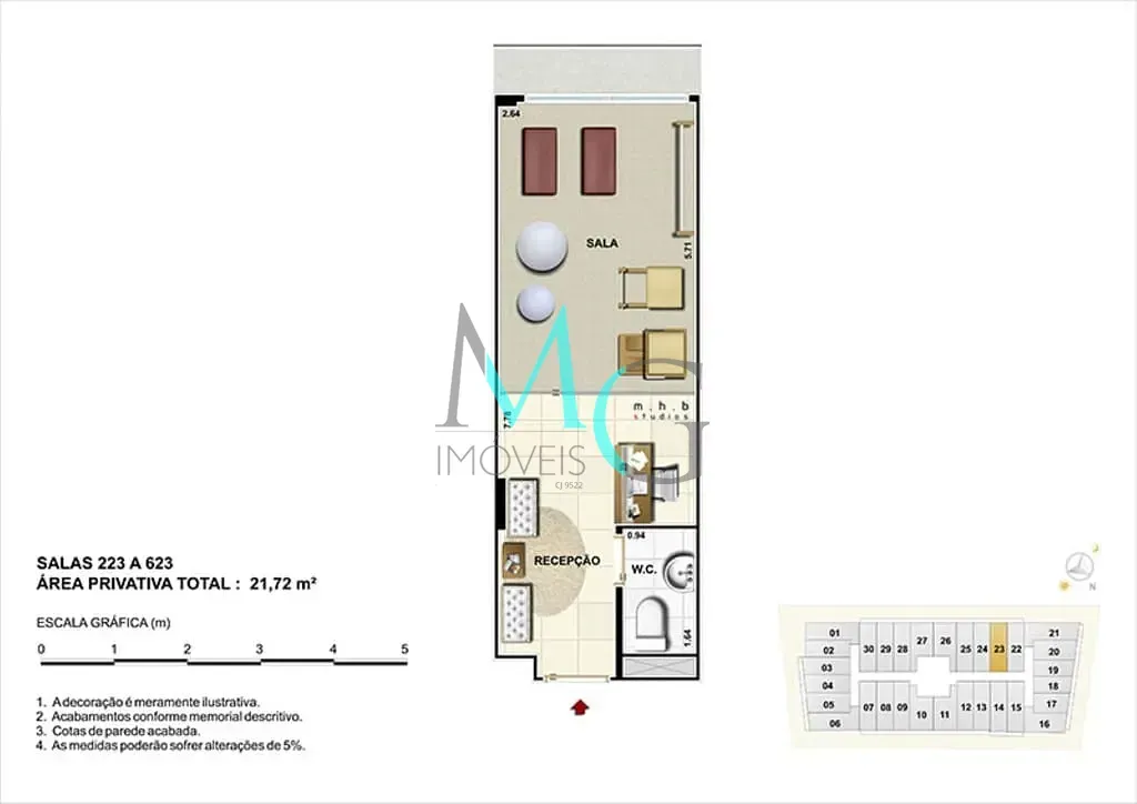 Imagem Sala à venda 1 Vaga 21.9M² Campo Grande Rio de Janeiro - RJ