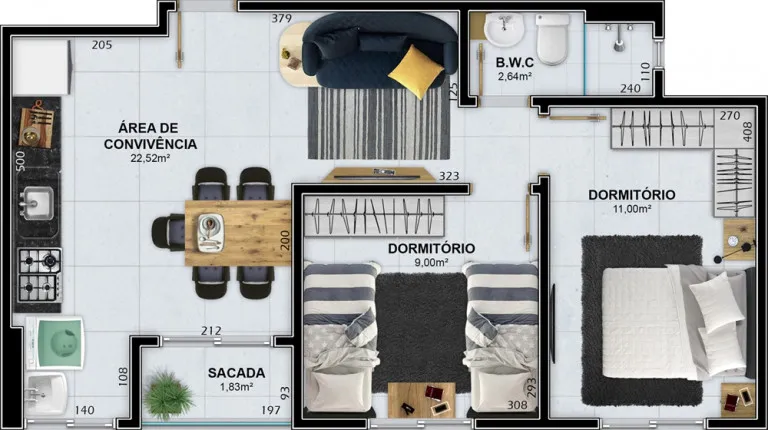 Imagem Apartamento com 2 Quartos à Venda, 53 m² em Rio Maina - Criciúma