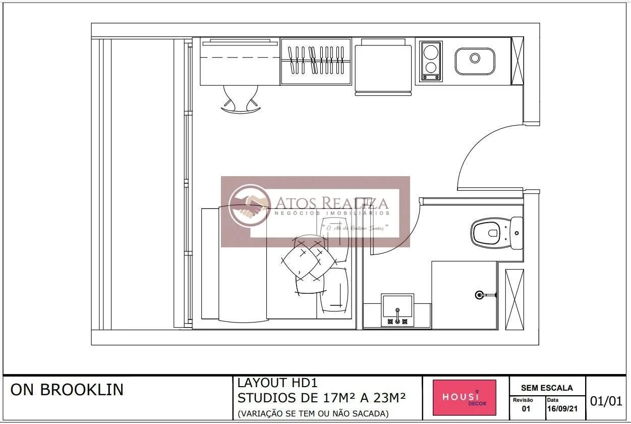 Imagem Apartamento à Venda no Brooklin, SP | 22m², 1 Dorm, 1 Banheiro