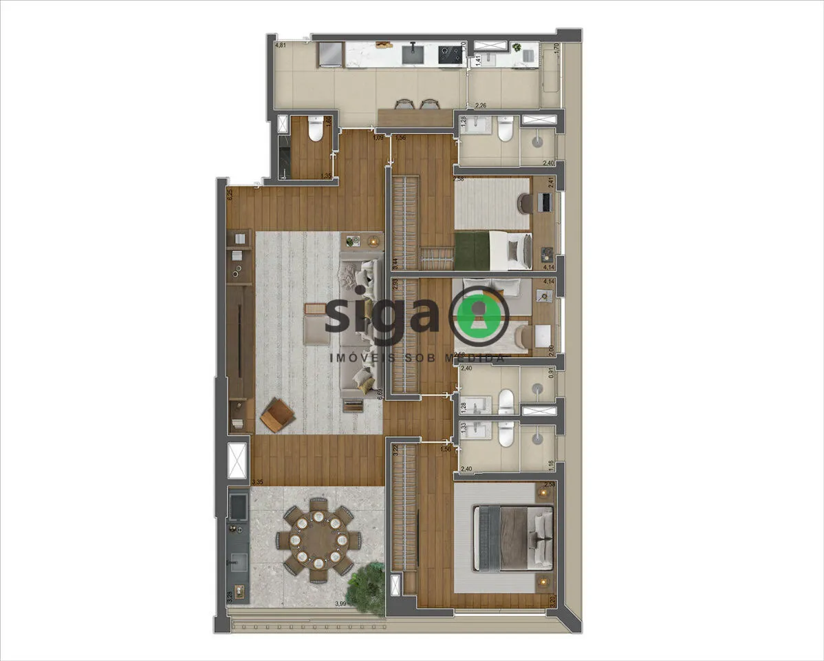 Imagem OMA 909 Pinheiros: 124 m² de amplitude e sofisticação
