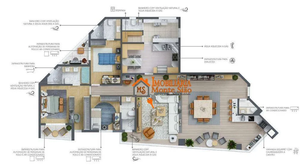 Imagem Apartamento com 4 dormitórios à venda, 172 m² por R$ 1.812.143,46 - Vila Augusta - Guarulhos/SP