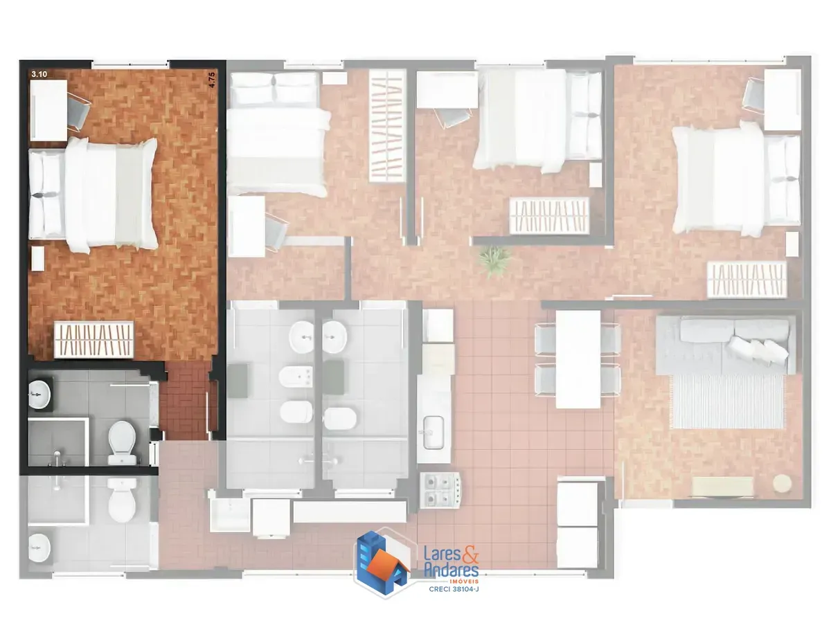 Imagem Apartamento para venda em Bela Vista com 4 quartos, sendo 2 suítes, 100m²
