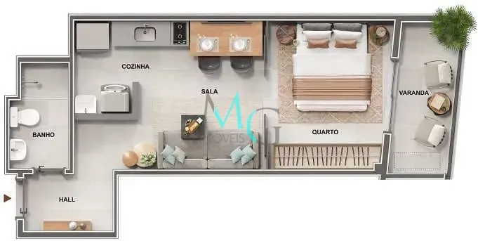 Imagem Studio à venda 1 Quarto 35.66M² Centro Rio de Janeiro - RJ
