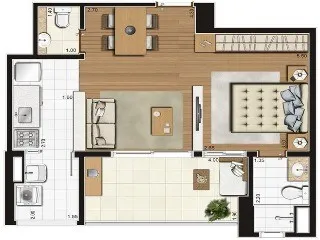 Imagem Apartamento à venda no Campo Belo, São Paulo-SP 2 quartos, 1 suíte, 2 banheiros, 2 vagas 73,00 m² Condomínio Tempo Bello
