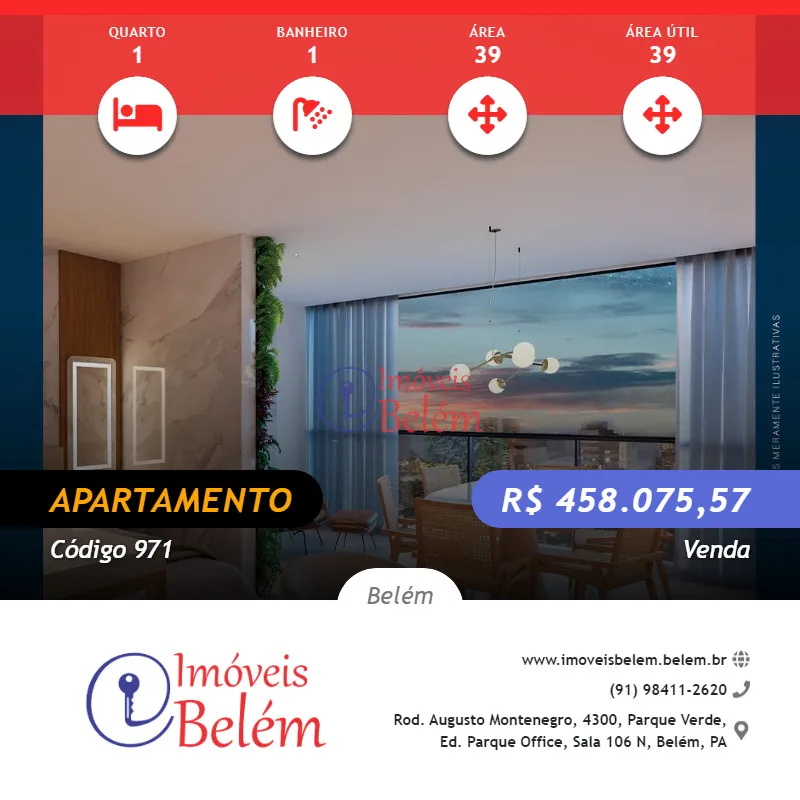 Imagem Imóveis Belém vende Skye Tower Studio de 39m² no Umarizal