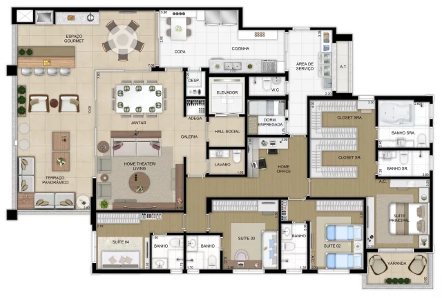 Imagem APARTAMENTO DE 244,11M², 4 SUÍTES, TERRAÇO GOURMET COM 4 VAGAS A VENDA - ÁGUA BRANCA - ZONA OESTE - SÃO PAULO/SP