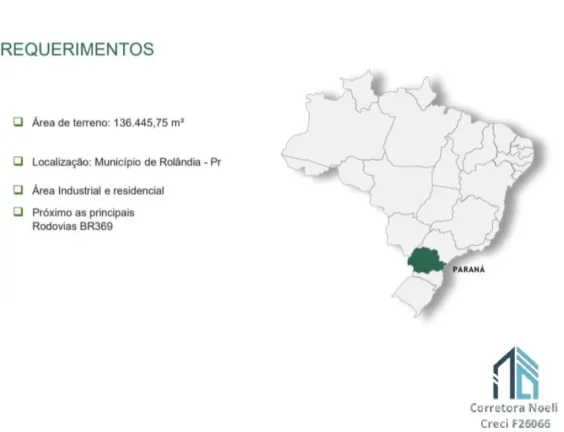 Imagem Área terreno, 136.445,75m2 , ótima área liberado para industrial e residencial em Rolândia PR