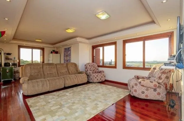Imagem Linda cobertura de 4 dormitórios,1 suíte , 4 banheiros para venda, 4 vagas de garagens cobertas e escrituradas, 1 terraço com deck, piscina e churrasqueira no bairro Jardim Lindóia em Porto Alegre/RS.