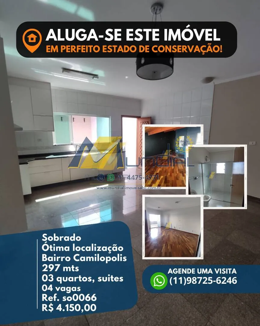 Imagem Sobrado para Locação em Santo André - Conforto, Espaço e Excelente Local.