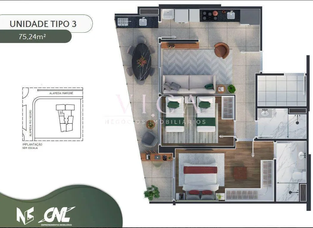 Imagem Apartamento 75m 2 dormitório 2 vagas venda por R$ 1.798.001 -Alphaville SP