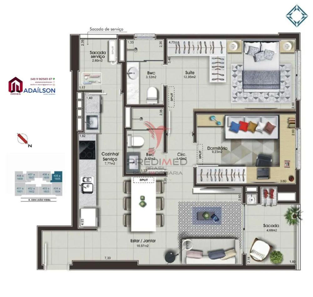 Imagem Residencial Garnet Azul APTOS 2 E 3Dorm Bairro Campinas São Jose SC