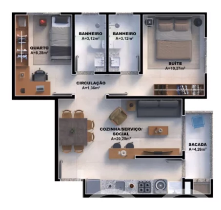 Imagem Solare Residence - Apartamento à venda no bairro Nova Palhoça - Palhoça/SC
