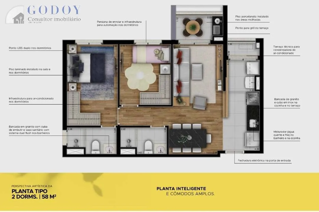 Imagem Apartamento à venda 1 Quarto, 1 Suite, 1 Vaga, 33.65M², Jardim Esplanada, São José dos Campos - SP | VISION COLINAS