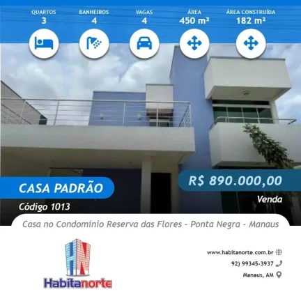 Foto do imóvel CASA NO CONDOMÍNIO RESERVA DAS FLORES - PONTA NEGRA