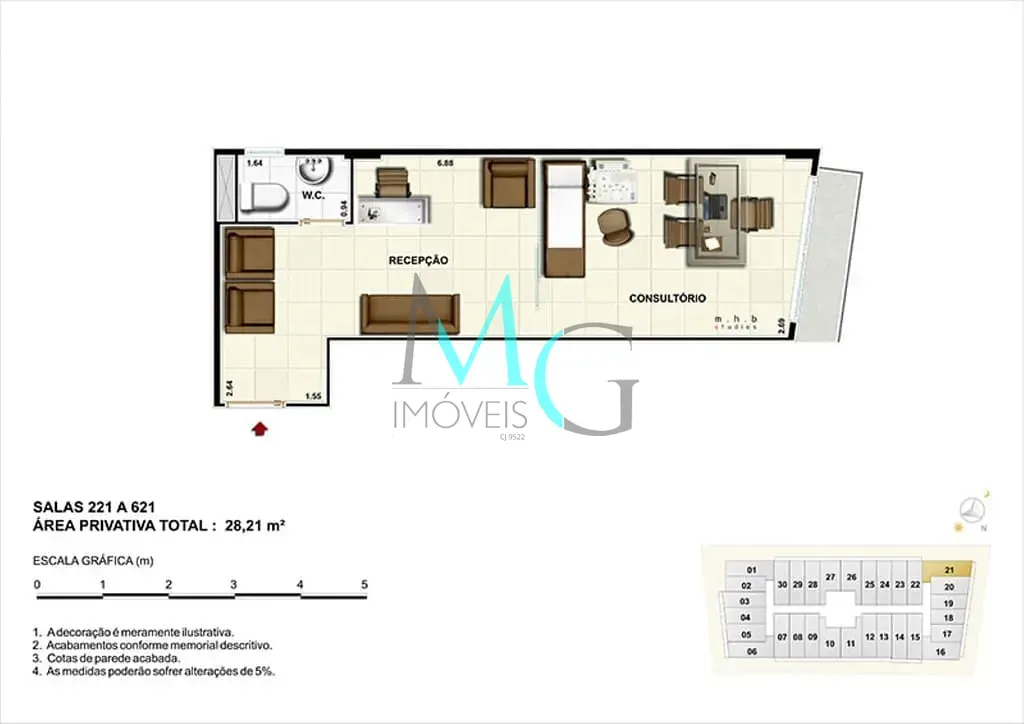 Imagem Sala à venda 1 Vaga 21.9M² Campo Grande Rio de Janeiro - RJ