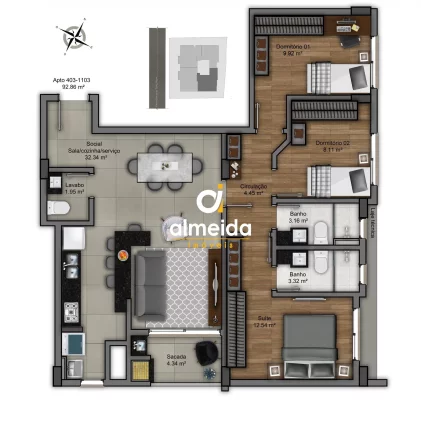 APARTAMENTO 3 DORMITÓRIOS RESIDENCIAL ALTUS URBAN LIVING
