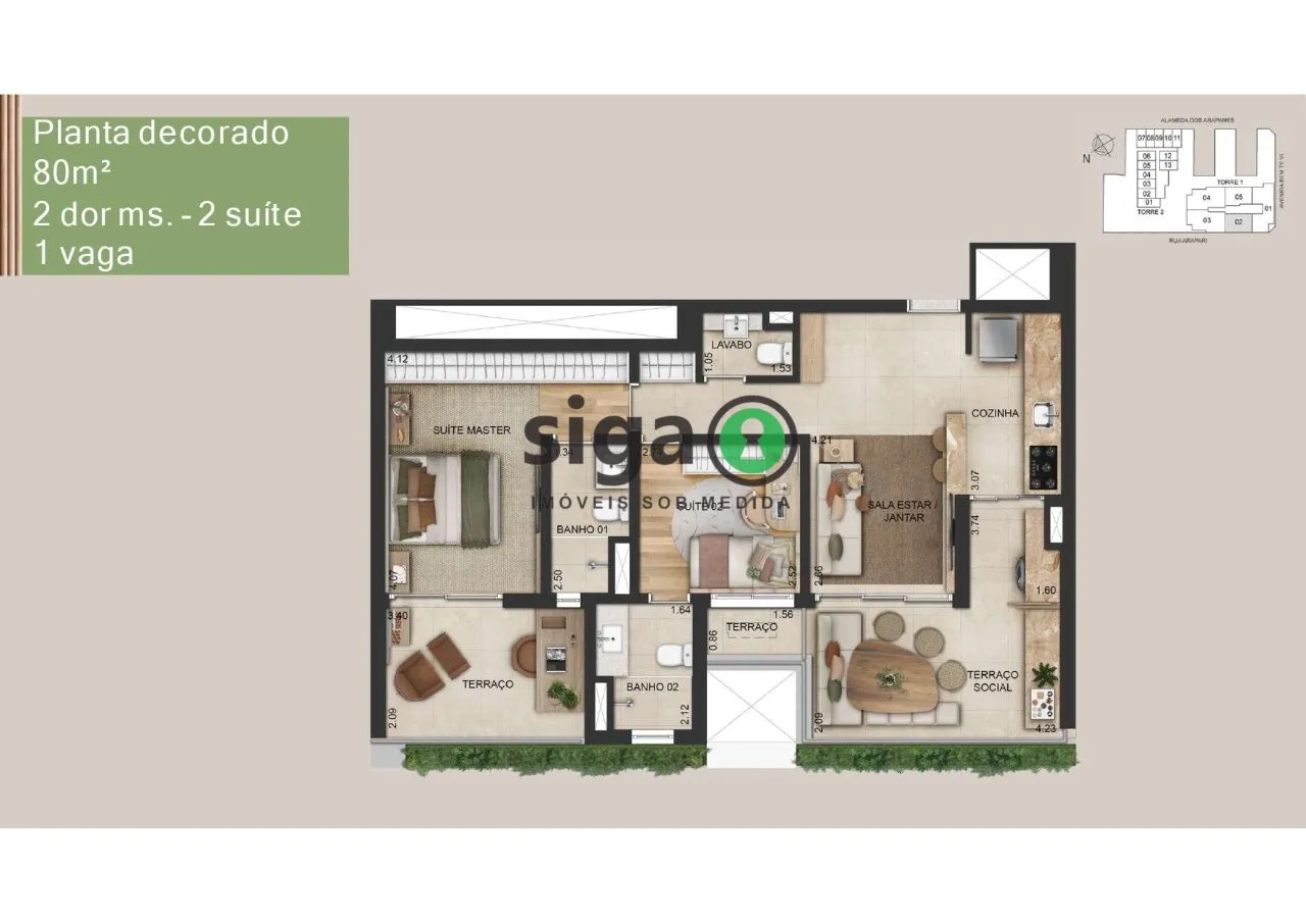 Imagem APARTAMENTO A VENDA COM 80M² 2 DORMITORIOS EM MOEMA PASSAROS