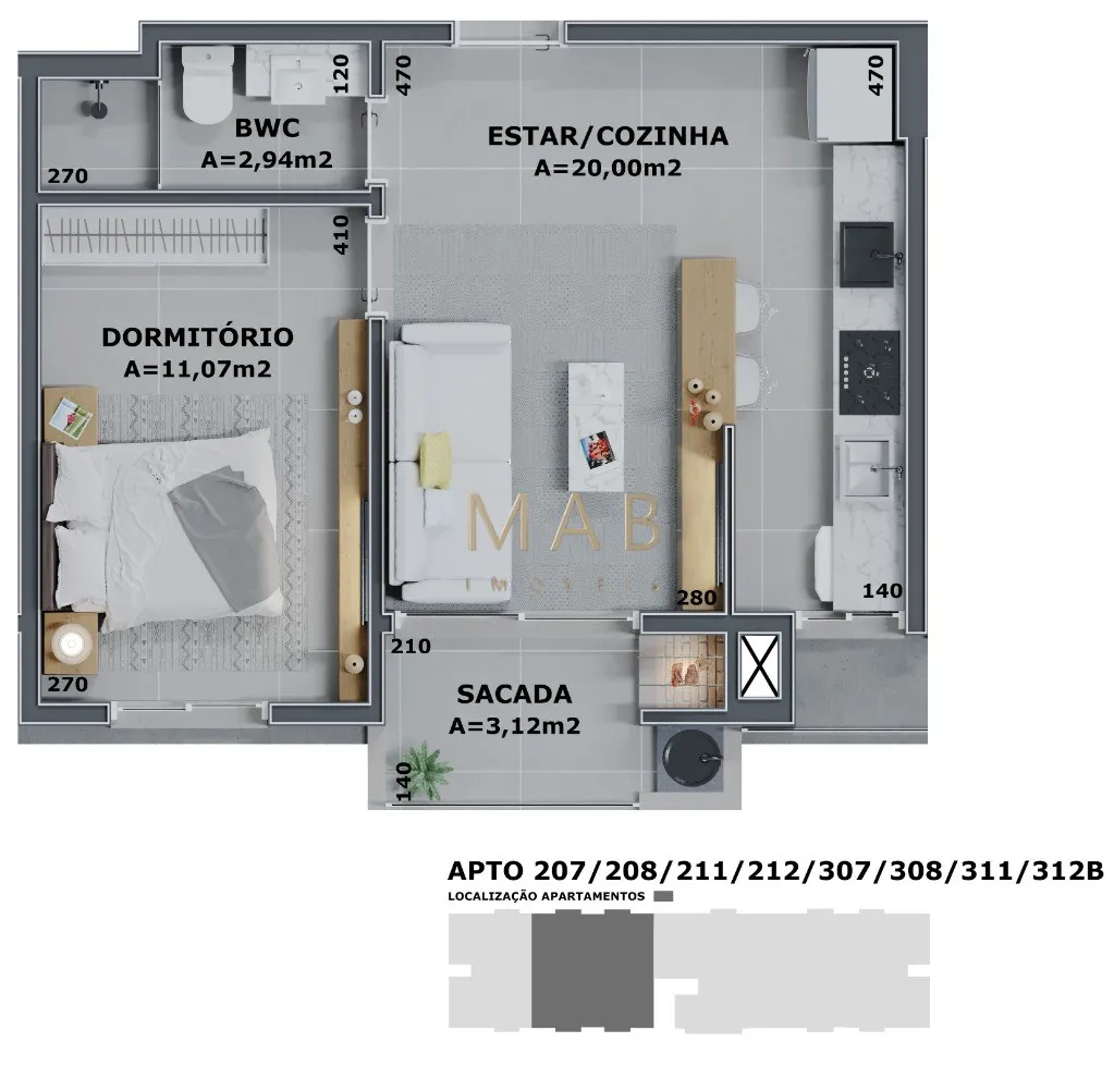 Imagem Venha Conferir! Apartamento de 1 Dormitório à Venda na Praia da Cachoeira do Bom Jesus em Florianópolis/SC!!