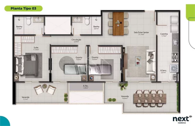 Imagem APARTAMENTOS 3 QUARTOS NO ALPHAVILLE JACUHY