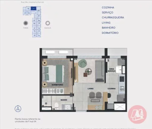 Imagem Studios e apartamentos no Jardim Botânico com infraestrutura.