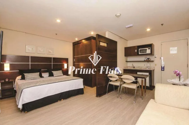Foto do imóvel Flat disponível para venda no Transamérica Executive Chácara Santo Antônio, com 28m², 1 dormitório e 1 vaga em Rua Américo Brasiliense