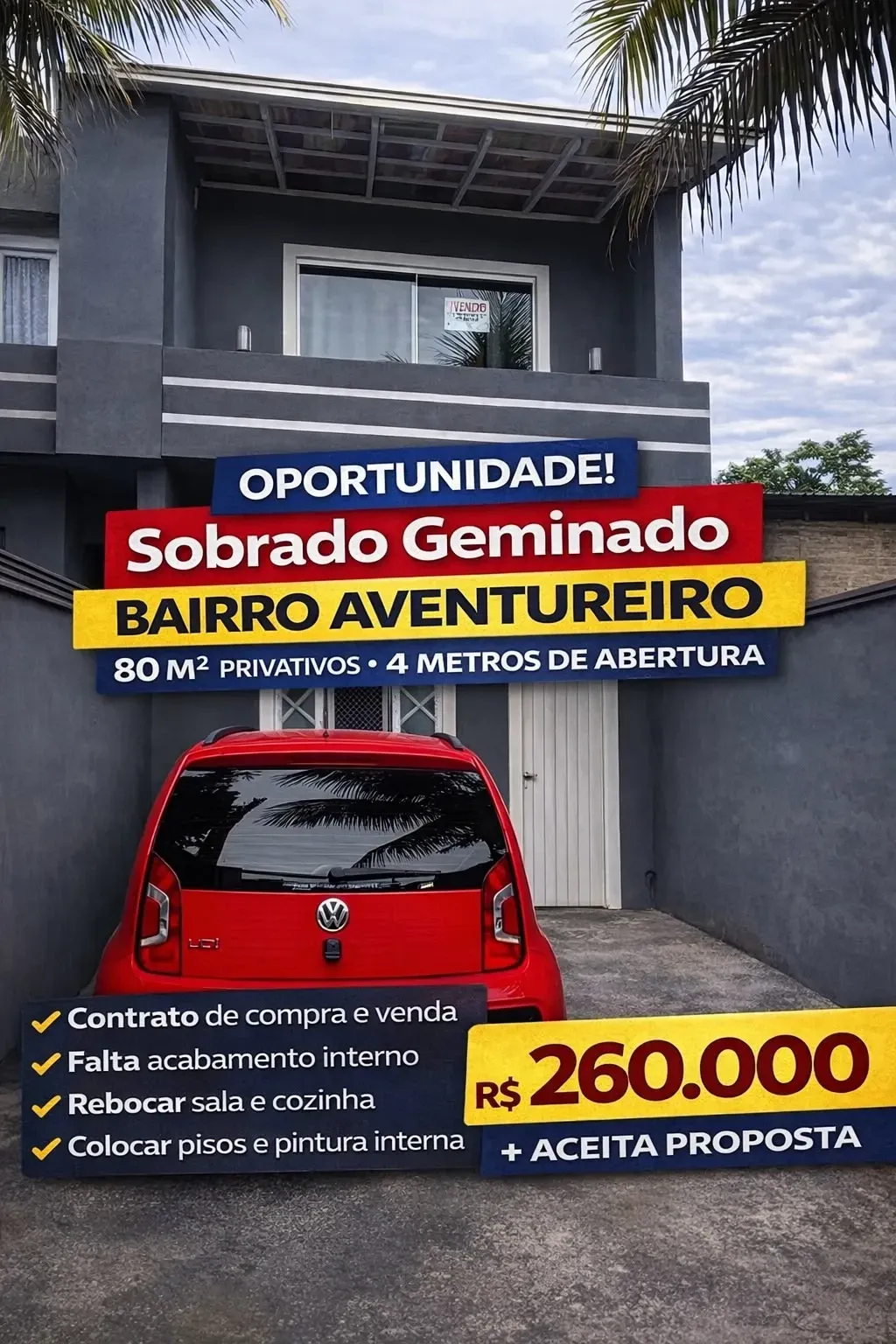 Foto do imóvel Sobrado com 2 Quartos à Venda, 80 m² em Aventureiro, Joinville - SC