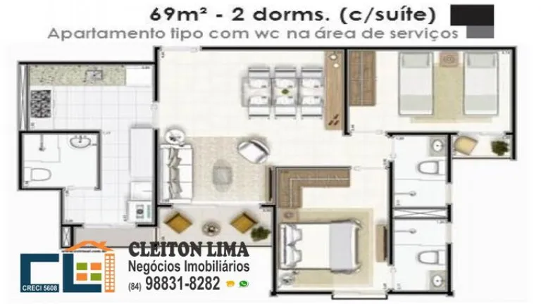 Imagem Apartamento com 2 Quartos à Venda, 69 m² em Lagoa Nova - Natal
