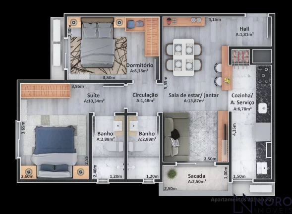 Imagem FINANCIAMENTO pela CAIXA em até 420 meses. APARTAMENTOS com sacada , dormitório