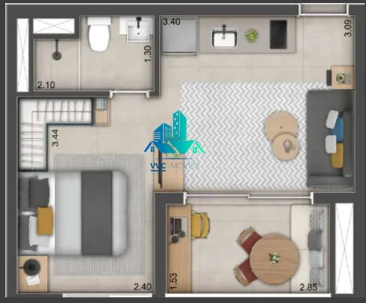 Imagem Studio à venda, no Alive Home Club Belém em São Paulo, Belenzinho, com 1 quarto, 31m2