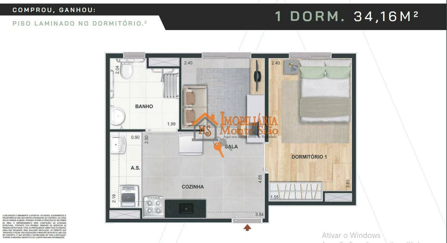 Imagem Apartamento com 2 dormitórios à venda, 34 m² por R$ 282.743,53 - Ponte Grande - Guarulhos/SP