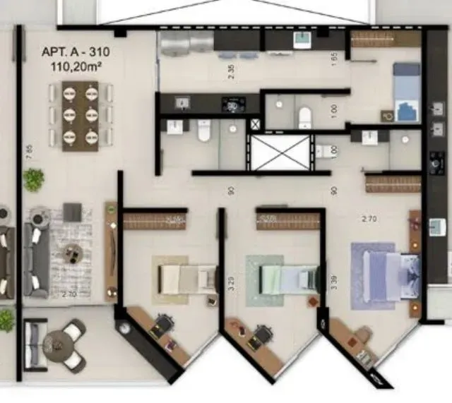 Imagem Apartamento com 3 dormitórios à venda, 110 m² por R$ 1.848.996,00 - Ponta de Campina - Cabedelo/PB